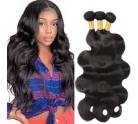 Creuost 24 26 28 Inch Body Wave Human Hair Bundles Natural Black Parrucca Vera Extensions Double Weft Unprocessed Brazilain Remy Hair Weave Extension With Minimal Tangle 3 Bundles Total 300g