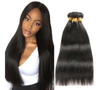 Creuost 26 26 26 Inch 1B Natural Black capelli umani Bundles Double Weft Straight Extensions With Minimal Tangle Unprocessed Brazilian Virgin Remy Hair Extension Soft and Silky For Women