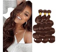 Creuost 26 28 30 Inch Parrucca Donna Capelli Veri Umani Body Wave Bundles Human Hair Extensions Unprocessed Brazilian Virgin Hair #4 Chocolate Brown Weave 3 Bundles Total 300g For Women