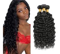Creuost 26 28 30 Inch Water Wave Human Hair Bundles 1B Natural Black Perrucche Donna Extensions Double Weft Unprocessed Brazilain Remy Hair Weave Extension With Minimal Tangle 3 Bundles Total 300g