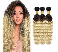 Creuost 28 30 32 Inch Deep Wave Bundles Human Hair Extension Capelli parrucca donna capelli veri umani Brazilian Virgin Hair Weave Double Weft 1b/4/613 Ombre Blonde 3 Bundles Total 300g