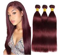 Creuost 30 30 30 Pollice Straight Bundles Human Hair Extension Capelli parrucca donna capelli veri umani Brazilian Virgin Hair Weave Double Weft #99j Burgundy 3 Bundles Total 300g