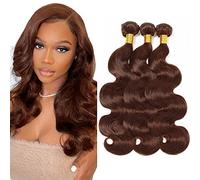 Creuost 30 32 34 Inch Parrucca Donna Capelli Veri Umani Body Wave Bundles Human Hair Extensions Unprocessed Brazilian Virgin Hair #4 Chocolate Brown Weave 3 Bundles Total 300g For Women