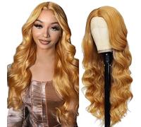 Creuost 30 Inch 4x4 Swiss Lace Frontal Human Hair Wig Body Wave 150% Density Parrucca Donna Capelli Veri Umani #27 Honey Blonde Brazilian Virgin Hair Pre Plucked Baby Hair Minimal Tangle