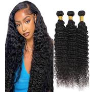 Creuost Deep Wave Human Hair Bundles 1B Natural Black Parrucche Capelli Veri Extensions Double Weft Unprocessed Brazilain Remy Hair Weave Extension With Minimal Tangle 3 Bundles 300g 18 20 22 Inch