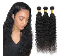 Creuost Deep Wave Human Hair Bundles 1B Natural Black Perrucche Donna Extensions Double Weft Unprocessed Brazilain Remy Hair Weave Extension With Minimal Tangle 3 Bundles Total 300g 18 20 22 Inch