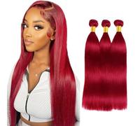 Creuost Fasci di capelli umani di colore rosso tessitura diritta 3 fasci totale 300g 100% non trasformati Glueless Virgin doppia trama estensione dei capelli umani 24 26 28 pollici