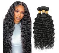 Creuost Kinky Curly Human Hair Bundles 1B Natural Black Parrucche Capelli Veri Extensions Double Weft Unprocessed Brazilain Remy Hair Weave Extension With Minimal Tangle 3 Bundles 300g 22 24 26 Inch