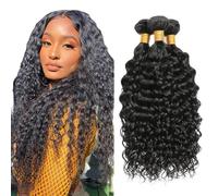 Creuost Kinky Curly Human Hair Bundles 1B Natural Black Parrucche Capelli Veri Extensions Double Weft Unprocessed Brazilain Remy Hair Weave Extension With Minimal Tangle 3 Bundles 300g 12 14 16 Inch