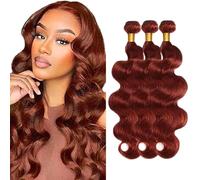 Creuost Parrucca Donna Capelli Veri Umani Body Wave Bundles Human Hair Extensions 100% Unprocessed Brazilian Virgin Hair #33 Reddish Brown Weave 3 Bundles Total 300g For Women 26 28 30 Inch