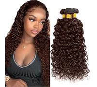 Creuost Parrucca Donna Capelli Veri Umani Water Wave Bundles Human Hair Extensions Unprocessed Brazilian Virgin Hair #4 Chocolate Brown Weave 3 Bundles Total 150g For Women 26 28 30 Inch
