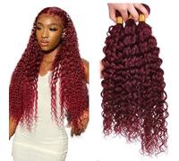 Creuost Parrucca Donna Capelli Veri Umani Water Wave Bundles Human Hair Extensions Unprocessed Brazilian Virgin Hair #99j Burgundy Weave 3 Bundles Total 300g For Women 24 24 24 Inch