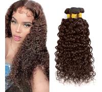 Creuost Parrucca Donna Capelli Veri Umani Water Wave Bundles Human Hair Extensions Unprocessed Brazilian Virgin Hair #4 Chocolate Brown Weave 3 Bundles Total 150g For Women 18 20 22 Inch