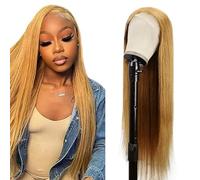 Creuost Perücke con capelli umani da 30 pollici #27 biondo miele 4x1 Swiss Spitze dritto pizzo frontale cuneo di capelli umani cuneo da donna non processato brasiliano vergine capelli pre pizzicati