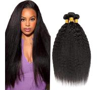 Creuost Yaki Straight Human Hair Bundles 1B Natural Black Parrucche Capelli Veri Extensions Double Weft Unprocessed Brazilain Remy Hair Weave Extension With Minimal Tangle 3 Bundles 300g 20 22 24 Inch