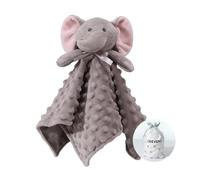 CREVENT Accogliente coperta di sicurezza per neonati Loveys per bambini, fronte a pois di minky + retro in pile con faccia di animale (elefante grigio)