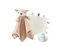 CREVENT Coperta di sicurezza in morbido peluche per ragazzi e ragazze, ottimo regalo per compleanno baby shower (cervo + etichetta)