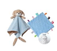 CREVENT Coperta di sicurezza in morbido peluche per ragazzi e ragazze, ottimo regalo per compleanno baby shower (cane blu + etichetta)