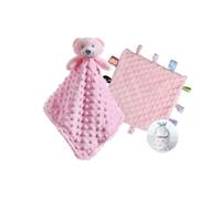 CREVENT Coperta di sicurezza in morbido peluche per ragazzi e ragazze, ottimo regalo per compleanno baby shower (orso rosa + etichetta)