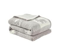 CREVENT Coperta in ciniglia morbida e calda da 30 x 40 pollici per bambine e bambini, essenziale per neonati, regalo per baby shower, colore grigio animale, 75 x 100 cm