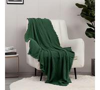 CREVENT Coperta in maglia bohémien, per divano, sedia, letto, decorazione per la casa, morbida, calda, accogliente, leggera, per primavera, estate, autunno (127 x 152 cm, verde natalizio)