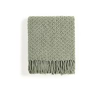 CREVENT Coperta in maglia bohémien, per divano, sedia, letto, decorazione per la casa, morbida, calda, accogliente, leggera, per primavera, estate, autunno (127 x 152 cm, verde salvia)