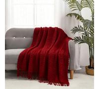 CREVENT - Coperta in maglia stile fattoria boho per divano, poltrona, letto, decorazione per la casa, morbida, calda, accogliente, leggera per primavera, estate, autunno (127 cm x 152 cm Rosso Natale)