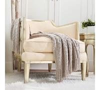 CREVENT Coperta lavorata a maglia per divano, sedia, letto, decorazione per la casa, morbida, calda, accogliente, leggera, per primavera estate (127 x 152 cm, beige/kaki)