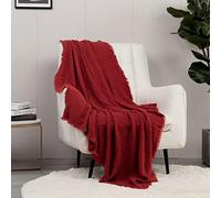 CREVENT Coperta lavorata a maglia per divano, sedia, letto, decorazione per la casa, morbida, calda, accogliente, leggera, per primavera, estate, autunno (127 x 152 cm, rosso natalizio)