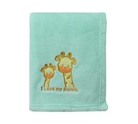 CREVENT - Coperta leggera, calda, morbida e accogliente in pile, per passeggino e culla, 75cmX100cm, per il compleanno di un bambino (giraffa verde)