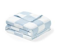 CREVENT Coperta morbida e calda in ciniglia per neonati, ideale come regalo di ricevimento, a quadretti, 75 x 100 cm