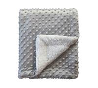 CREVENT - Coperta morbida e calda in pile sherpa, per neonati, per culla e passeggino, per tutte le stagioni (75 x 100 cm, grigio chiaro, a pois)