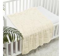 CREVENT Coperta morbida e calda in sherpa per bambine e ragazzi, essenziale per neonati, regalo per baby shower, 75 x 100 cm, colore: avorio