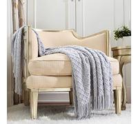 CREVENT Coperta rustica per divano da casa in stile rustico, per la decorazione della camera da letto e del soggiorno, morbida, calda e leggera per la primavera estate (127 x 152 cm, grigio chiaro)