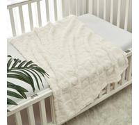 CREVENT, Copertina per bambini in Sherpa da 75 x 100 cm, confortevole, morbida e calda, adatta come regalo per neonati, bambini e baby shower, bianco, motivo con cuori