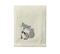 CREVENT, Copertina per bambini leggera, in caldo peluche, soffice e confortevole, per culla e passeggino, adatta come regalo di compleanno, 75cmX100cm (avorio, motivo con volpe)