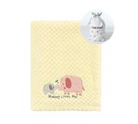 CREVENT Graziosa coperta morbida e calda per bambini, per culla, passeggino, baby shower, compleanno, regalo per neonati, elefante color avorio, 75 x 100 cm