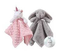 CREVENT Loveys - Coperta di sicurezza per neonati, in peluche, per bambine e ragazzi, per compleanno (unicorno + coniglietto)