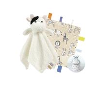 CREVENT Morbida coperta in peluche, per bambine e ragazzi, compleanno (mucca + etichetta)