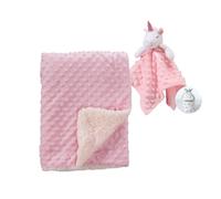 CREVENT Set di coperte morbide e accoglienti per bambini e bambine + coperta di sicurezza, set con sacchetto regalo, accessori essenziali per neonati (rosa)