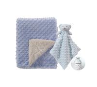 CREVENT Soft Cozy Baby Coperte per ragazzi ragazze + coperta di sicurezza, set con un sacchetto regalo Newborn Essentials (blu)