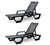 CREVICOSTA QUALITY MARK MARCAS DE CALIDAD - MALIBU - Set di 2 sedie a sdraio in resina per giardino e piscina (antracite)