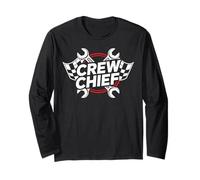 Crew Chief Racing Pit Crew Wrenches Checkered Flag Maglia a Manica