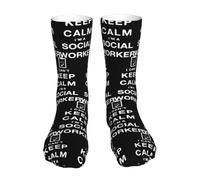 Crew-Smlx Calze Keep Calm Im A Social Worker Elasticità Calze Unisex Calzini Calcio Per Tennis Yoga Calcio