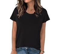 Crewhpo Maglietta Donna Manica Corta Basic Tinta Unita Casual Leggera | Tessuto Morbido, Tocco Leggero, Manica Corta, Linea Comoda, Tinta Unita, Jeans Ufficio Tempo Libero Estate Casual