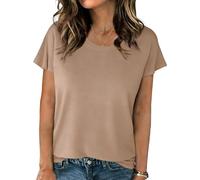 Crewhpo Top Donna Manica Corta Girocollo Casual Tinta Unita Comodo