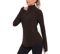 Crewhpo Top Sportivo Donna Fori per Pollici Zip Un Quarto Manica Lunga