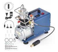 CREWORKS Compressore PCP 300 Bar/4350PSI da 1800W Pompa PCP 300 Bar Compressore Aria 30MPA con Raffreddamento Aria e Acqua per Bombole Subacquee Attrezzature Pneumatiche (con Pressione Preimpostata)