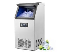 CREWORKS Macchina Ghiaccio Professionale 59kg/24h Fabbricatore Ghiaccio con Schermo LCD Macchina Ghiaccio Autopulente Commerciale in Acciaio Inossidabile per Casa Ufficio Ristorante Bar