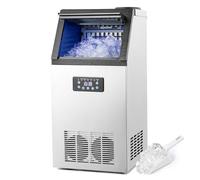 CREWORKS Macchina Ghiaccio Professionale 73kg/24h Fabbricatore Ghiaccio con Schermo LCD Macchina Ghiaccio Autopulente Commerciale in Acciaio Inossidabile per Casa Ufficio Ristorante Bar